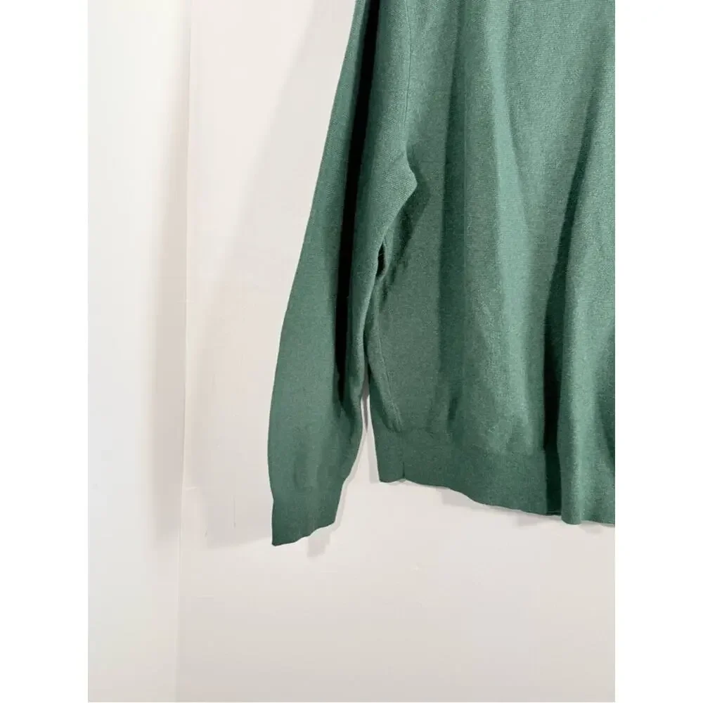 J. Crew 100% Cotton Crewneck Sweater Garter Stitch Military Green H6060 Large